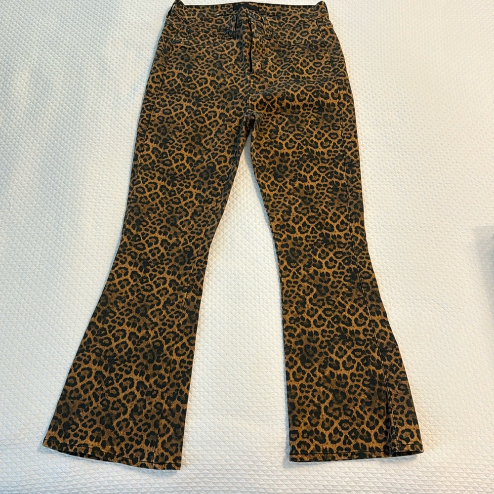 7 For All Mankind High-Rise Leopard Print Jeans - Brown and Black - no stretch
